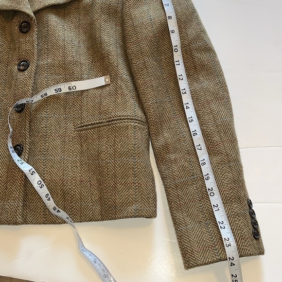 VTG-chaps-L-brown-houndstooth-wool blend, shoulder pads, 4 button blazer/jacket. - Picture 12 of 13